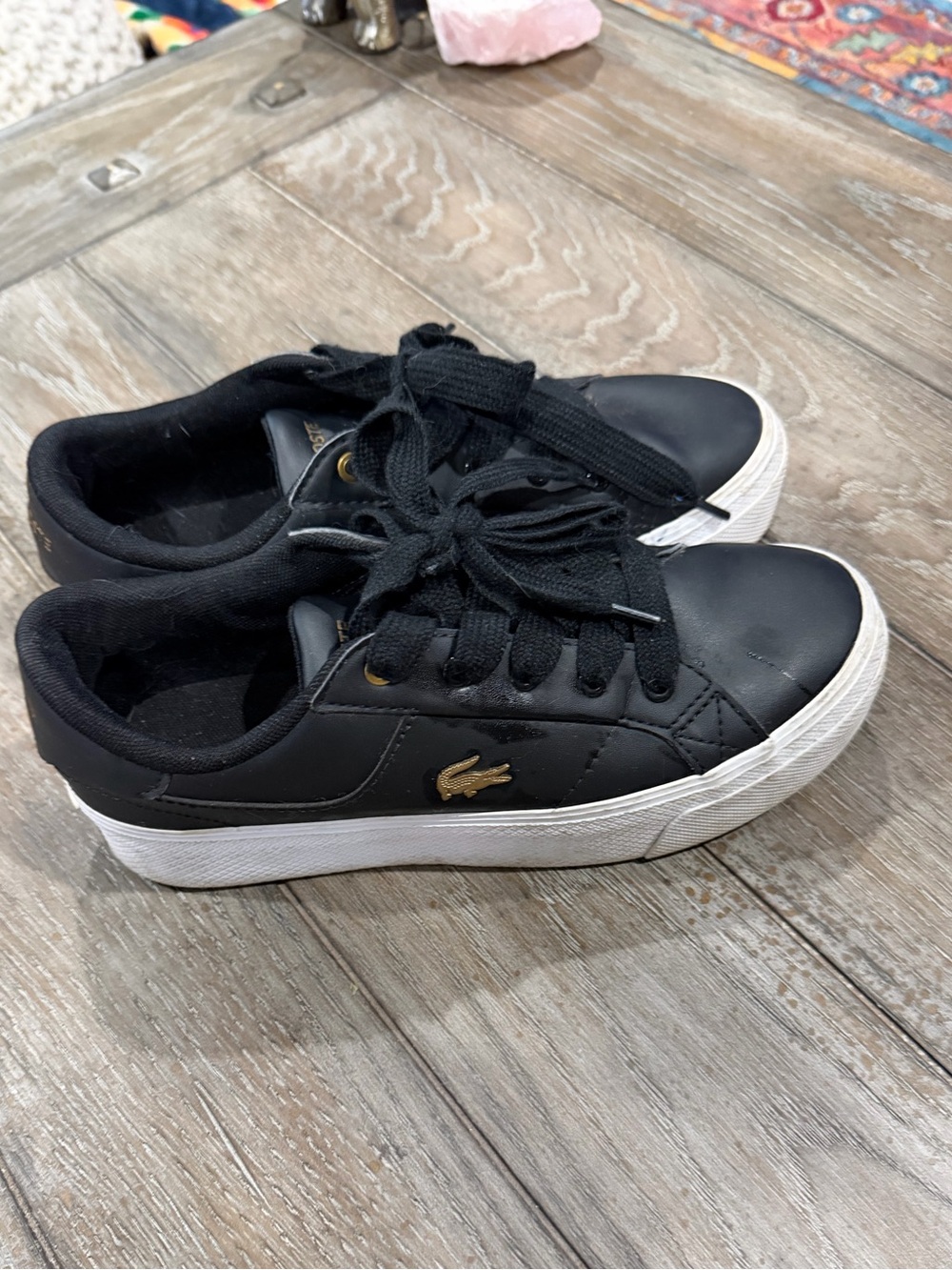 Lacoste Black and White Low-Top Sneakers